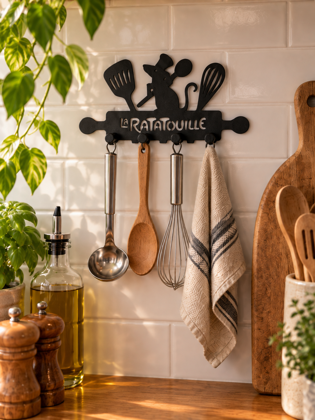 Portamestoli da Parete Ratatouille Nero – Porta Utensili da Cucina
